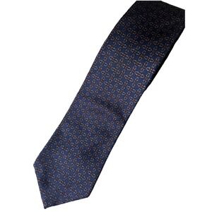 Hardy‎ Amies London Patterned Silk Tie with Geometric Design Blue-Red Vintage